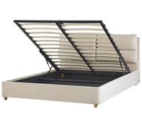 Letto matrimoniale con contenitore velluto beige 160 x 200 cm Batilly