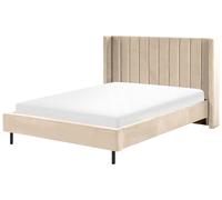 Letto matrimoniale con doghe 140 x 200 cm velluto beige Villette