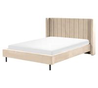 Letto matrimoniale con doghe 160 x 200 cm velluto beige Villette