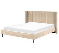 Letto matrimoniale con doghe 180 x 200 cm velluto beige Villette
