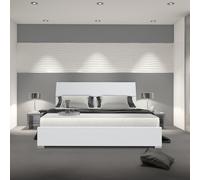 LETTO MATRIMONIALE CON GIROLETTO BIANCO EFFETTO LEGNO