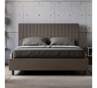 Letto matrimoniale con rete imbottito 160x190 similpelle cappuccino Sunny