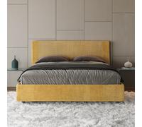 Letto matrimoniale con rete imbottito 160x190 tessuto Labirinto 6 giallo Rosal
