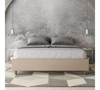 Letto matrimoniale con rete imbottito 160x200 similpelle tortora Azelia