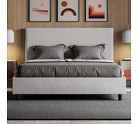 Letto matrimoniale con rete imbottito 160x210 similpelle bianco Focus