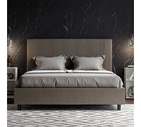 Letto matrimoniale con rete imbottito 160x210 similpelle cappuccino Goya