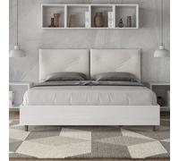 Letto matrimoniale contenitore 160x190 bianco frassino cuscini similpelle bianco