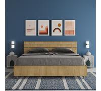 Letto matrimoniale contenitore 160x190 testata dritta con doghe quercia Ankel [EEK: Non applicabile]
