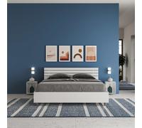 Letto matrimoniale contenitore 160x190 testata inclinata con doghe bianco frassi