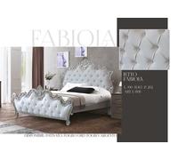Letto Matrimoniale contenitore ecopelle Barocco legno oro argento Fabiola