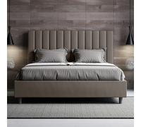Letto matrimoniale contenitore imbottito 160x200 similpelle cappuccino Agueda