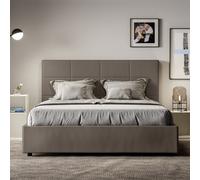 Letto matrimoniale contenitore imbottito 160x200 similpelle cappuccino Mika