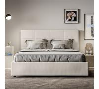 Letto matrimoniale contenitore imbottito 160x210 similpelle bianco Mika