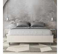 Letto matrimoniale contenitore imbottito in similpelle Bianco AZELIA 160x200 [EEK: Non applicabile]