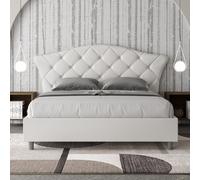 Letto matrimoniale contenitore imbottito in similpelle Bianco LANGRE 160x200 [EEK: Non applicabile]