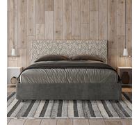 Letto matrimoniale contenitore imbottito tessuto Grigio ARLA 160x190 [EEK: Non applicabile]