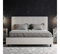 Letto matrimoniale contenitore in similpelle Bianco imbottito GOYA 160x190 cm [EEK: Non applicabile]