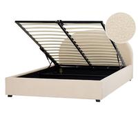 Beliani - Letto Contenitore Bouclé Beige 160 X 200 Cm Vaucluse - SPEDIZIONE GRATUITA