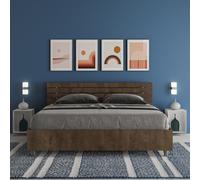Letto matrimoniale contenitore testata inclinata con doghe Noce Ankel 160x190 [EEK: Non applicabile]