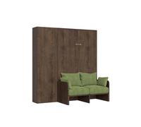 Letto Matrimoniale Francese A Scomparsa 140 Kentaro Con Divano E Colonna Noce e Verde