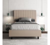 Letto matrimoniale francese contenitore imbottito 140x190 similpelle tortora Sun