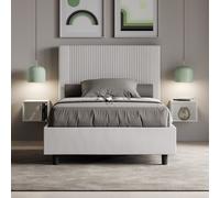 Letto matrimoniale francese senza rete imbottito 140x200 similpelle bianco Goya