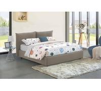 Letto Matrimoniale Gabriella, Letto Contenitore con Rivestimento in Tessuto, 100% Made in Italy, Apertura Frontale, Adatto per Materasso Cm 160x200, Tortora