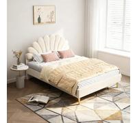 Letto matrimoniale imbottito 140 x 200 cm, letto per bambine 140 x 200 cm con rete a doghe, telaio letto con testiera a forma di fiore, letti matrimoniali per ragazze adolescenti, velluto, senza