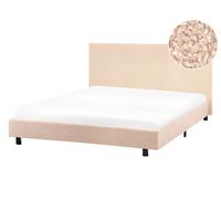 Letto matrimoniale imbottito bouclé 140 x 200 cm con rete e testata beige Albi