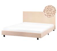 Letto matrimoniale imbottito Bouclé 160 x 200 cm con rete e testata beige Albi