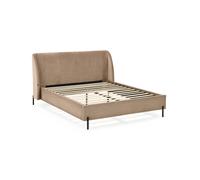 Letto matrimoniale imbottito Greta 160x200 cm, Cammello