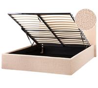 Letto matrimoniale Imbottito in Tessuto beige con testiera e contenitore 120 x 2