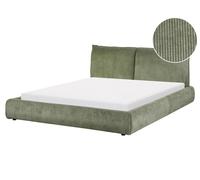 Letto matrimoniale imbottito in velluto a coste verde 160 x 200 cm Vinay