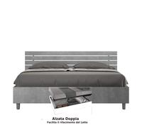 Letto matrimoniale In con Doppio Contenitore ANKEL stile Minimal ed essenziale Dimensioni 167x214XH 90 cm Doghe Cemento cemento