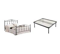 Letto Matrimoniale, in Ferro BATTUTO, Modello Tiziano, Vari Colori Disponibili (Nero, Sfumature Oro + Rete Compatibile 160x190 Top QUALITA')