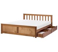 Letto matrimoniale in legno di Pino marrone con contenitore e 2 cassetti 120 x 2