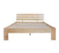 Letto matrimoniale in legno massello con testiera, struttura del letto con rete a doghe integrata, in pino rustico, per camera da letto, camera degli ospiti, robusto letto in legno di abete rosso, con