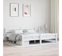 Letto Matrimoniale in Legno Massello di Pino, Struttura Robusta con Doglie in Compensato, Design Moderno, rete letto, letto matrimoniale, per Camera da Letto Principale e Ospiti, Bianco, 180x200 cm