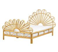 Letto matrimoniale in rattan con rete in legno chiaro e pannello intrecciato 14