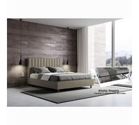 Letto matrimoniale In Similpelle AGUEDA con giroletto imbottito Dimensioni 160x190 cm con Doppia ALZATA xla comodità di rifare il letto colore Cappuccino marrone