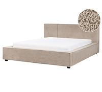 Letto matrimoniale in tessuto bouclé tortora 160 x 200 cm Mirande