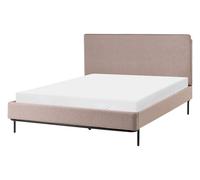 Letto matrimoniale in Tessuto moderno tortora con testiera e rete 140 x 200 cm C
