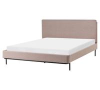 Letto matrimoniale in Tessuto moderno tortora con testiera e rete 160 x 200 cm C