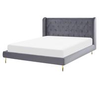 Letto matrimoniale in velluto grigio 160 x 200 cm Forbach