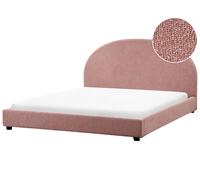 Letto matrimoniale minimalista 180 x 200 cm Testiera semicircolare in bouclè ros