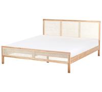Letto matrimoniale moderno 180 x 200 cm a doghe con testiera a treccia viennese