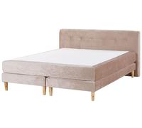 Letto Matrimoniale Moderno in Velluto Beige Natural 180 x 200 cm Marquise
