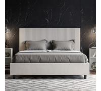 Letto matrimoniale senza rete imbottito 160x190 similpelle bianco Goya