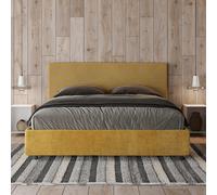 Letto matrimoniale senza rete imbottito 160x190 tessuto Era 6 giallo Arla