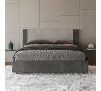 Letto matrimoniale senza rete imbottito 160x190 tessuto Labirinto 2 grigio Rosal